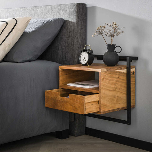 Giga Meubel Nachtkastje Air Solid - Naturel Acaciahout - 44x35x45cm
