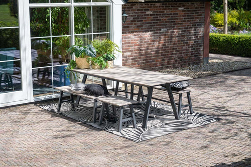 Nevada dining tafel - 240x100 cm - carbon black-light teak Vironwood