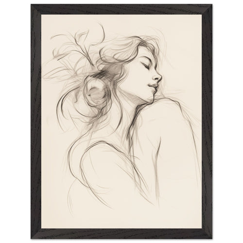 Artfulprints Poster met Lijst Abstract - Whispers of her   - 30x40 cm - Zwart / Wit