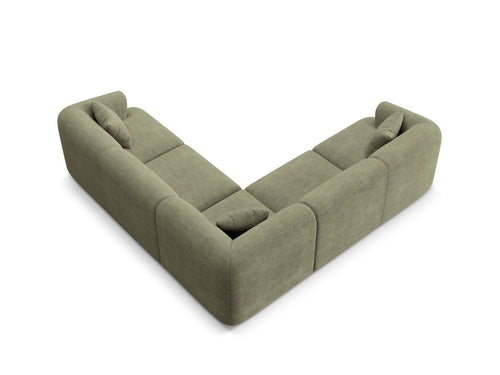 Cosmopolitan Design Symmetrische modulaire hoekbank Campi 6-zits, ribfluwelen mosgroen - 255x255x70cm