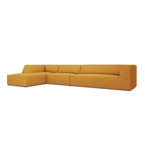 Cosmopolitan Design - Modulaire hoekbank links Siena 5-zits, structurele stof geel - 180x366x69cm