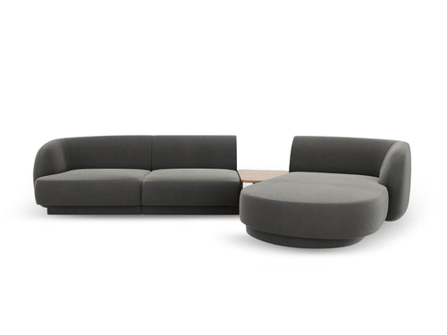 Micadoni Rechte modulaire bank Miley 3-zits, flueel, lichtgrijs - 178x303x70cm