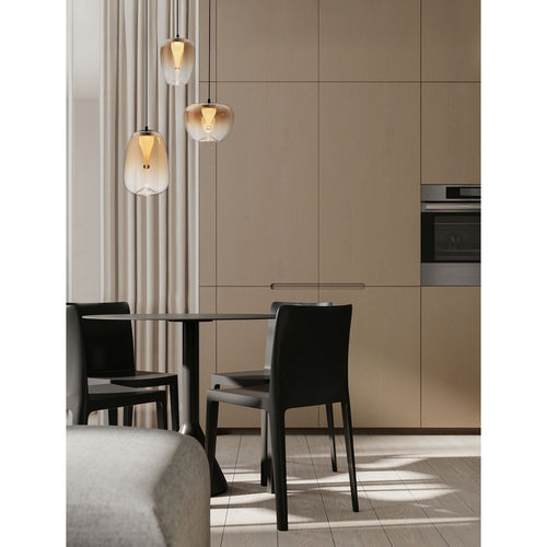 Nova Luce OBLO Hanglamp met clusterontwerp, amberkleurig, matzwart, LED 10W 650lm 3000K