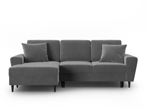 Cosmopolitan Design Uitklapbare hoekbank links met opbergdoos Kyoto 4-zits, flueel lichtgrijs - 145x241x88cm