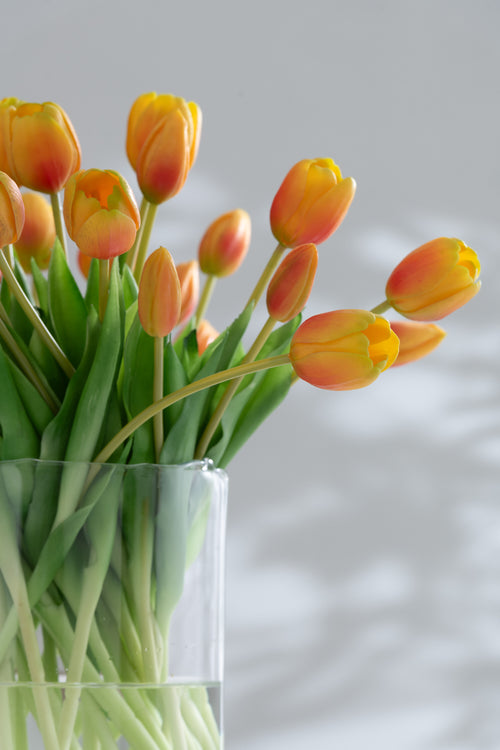 J-Line bloemenboeket Tulpen 7 Stuks - kunststof - oranje - small