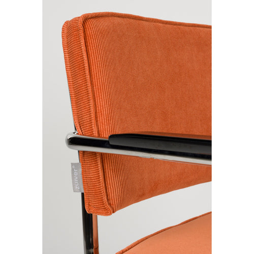 Zuiver Ridge Rib Eetkamerstoelen Armleuning Oranje - Set van 2