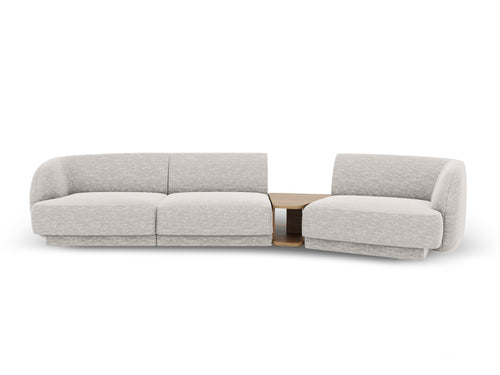 Micadoni Rechte modulaire bank Miley 3-zits, chenille, lichtgrijs - 126x303x70cm