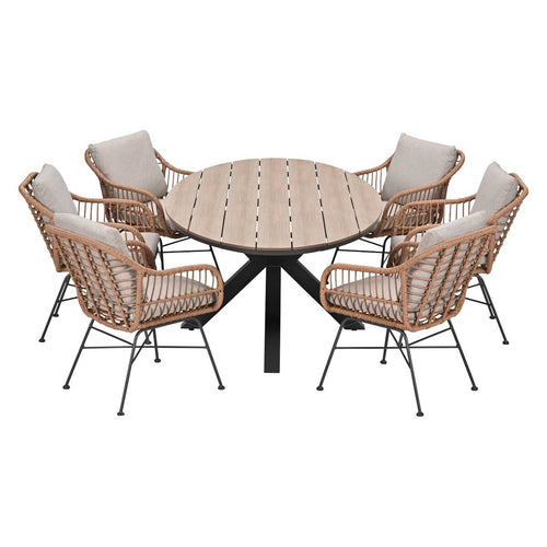 Garden Impressions Tuinset Lucas bruin 7-delig - Tulli tuintafel ovaal 220x115 cm