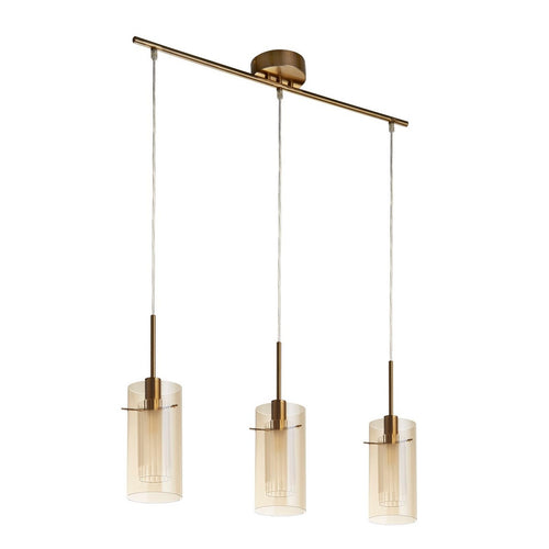 Searchlight Duo 3 Duo III 3-lichtstaafhanglamp brons, champagneglas