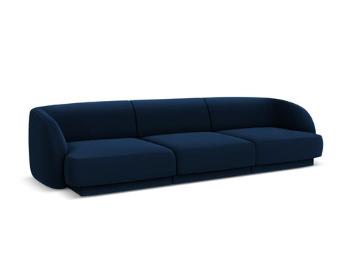 Micadoni Bank Miley 3-zits, flueel, koningsblauw - 90x255x70cm