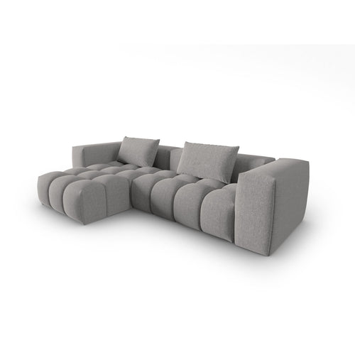 Cosmopolitan Design - Modulaire hoekbank links Verona 3-zits, structurele stof warm grijs - 145x260x70cm