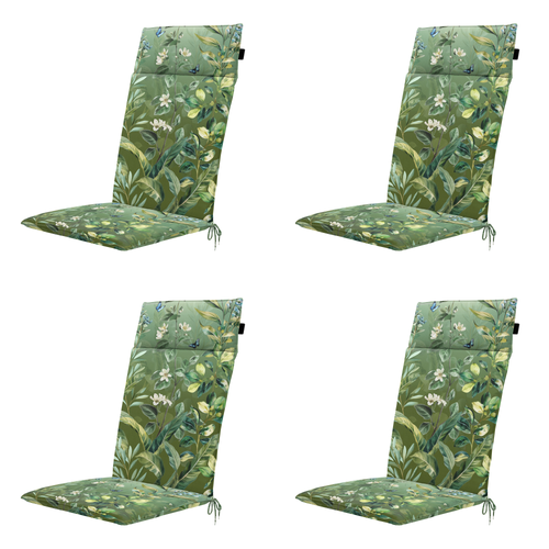 Madison tuintstoelkussen hoge rug Elisa - groen - 120x50x4cm - set van 4