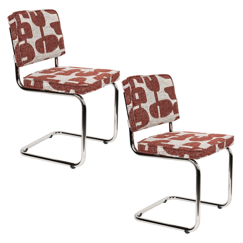 Zuiver Ridge Deco Symbols Eetkamerstoelen Rood - Set van 2