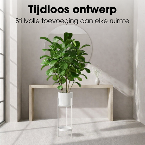 Mica Decorations Colyn Bloempot op Poten - Plantenpot - Bloempot Binnen of Planten Pot - Plantenstandaard van IJzer - H60 x Ø19 cm - Wit