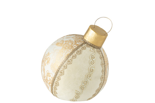 J-Line kerstbal Patroon - polyfoam/textiel - goud - large