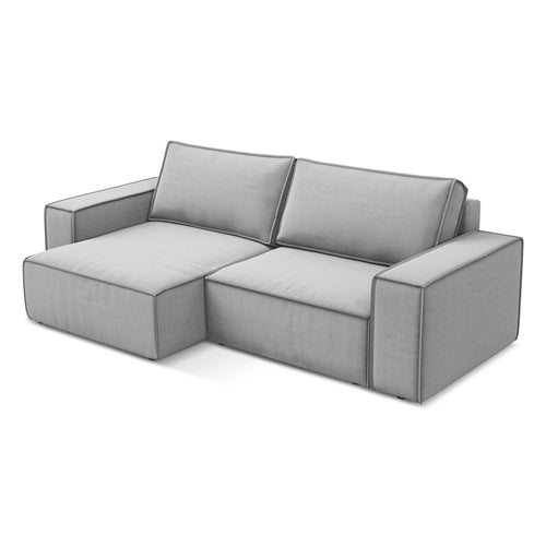 LaMiaSofa hoekbank links Livorno - velours - grijs - 257x148x82