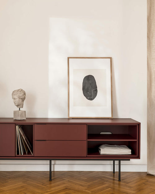 noo.ma Mod TV-stand 189 cm - Deep Beet Burgundy, board, veel opbergruimte