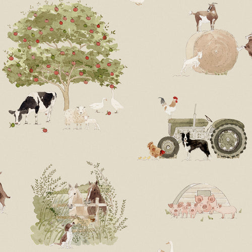Sophie Allport Vliesbehang Kinderkamer - Farm Friends Hambleton Sage