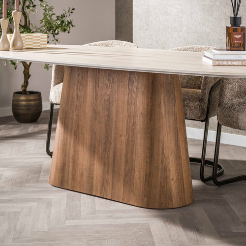 Giga Living Eettafel Romano - Deens Ovaal Travertin Keramiek - 215cm