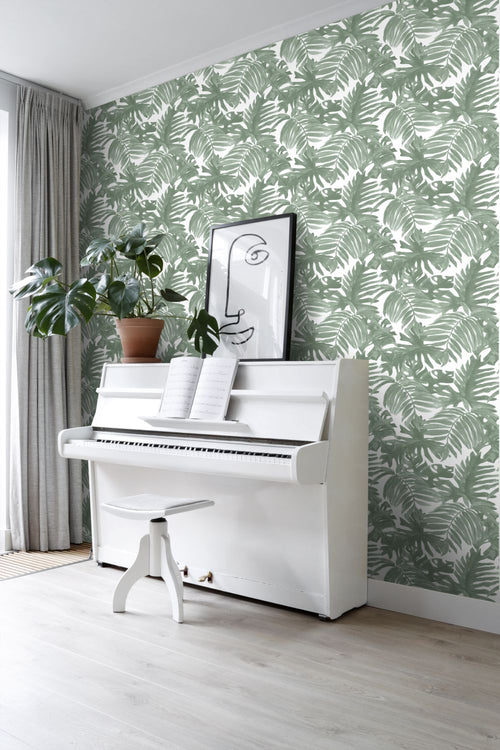 Sanders & Sanders behang palmbladeren vergrijsd groen - 53 cm x 10.05 m - 935265 - vtwonen shop