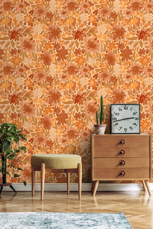 ESTAhome behang bloemen terracotta - 50 x 900 cm - 132194