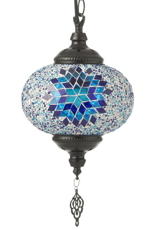 J-Line hanglamp Mozaiek - glas/metaal - blauw - small