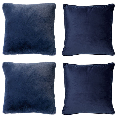 KUSSENSET - 4-delig Soft Textures - 45x45 cm - inclusief binnenkussens - blauw