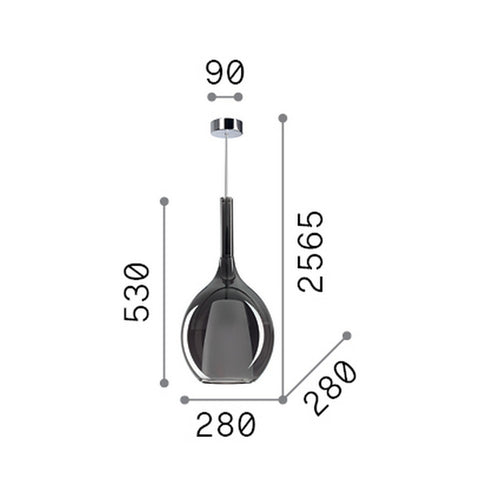 Ideal Lux KALIQUE 28 cm bolvormige hanglamp voor plafondmontage, hemelsblauw, 1x E27 fitting