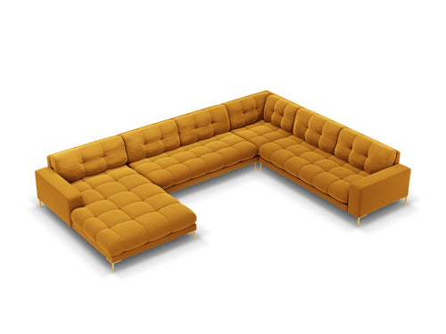 Cosmopolitan Design Panoramische hoekbank rechts Bali 7-zits, flueel, geel - 256x327x75cm