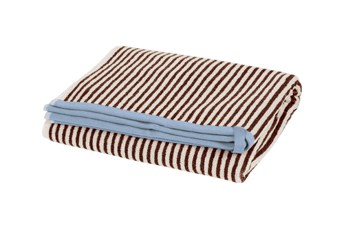 noo.ma Gobo handdoek Cocoa Brown - 38 x 40 cm, gestreept katoen