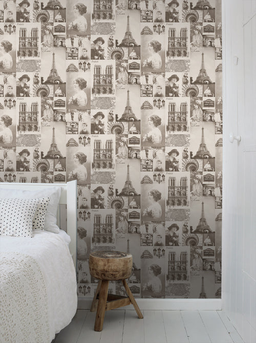 ESTAhome behang Parijs sepia bruin - 53 cm x 10.05 m - 138148