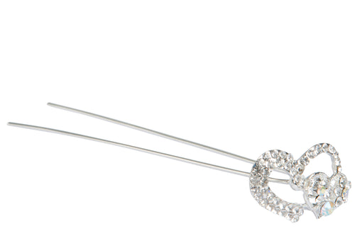 J-Line decoratie pin Hartjes Strassen - metaal - wit