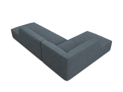 Micadoni linker hoekbank Ruby 4-zits, ribfluwelen, blauw - 180x273x69cm
