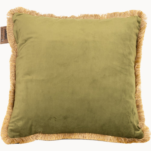 Besarto, draadloos Warmtekussen, Carino mosgroen met franje - vtwonen shop