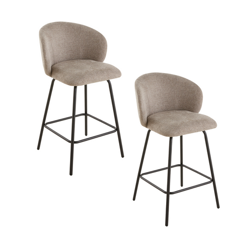 Calicosy - SORREL Set van 2 barkrukken - Beige - 50x53x89 cm