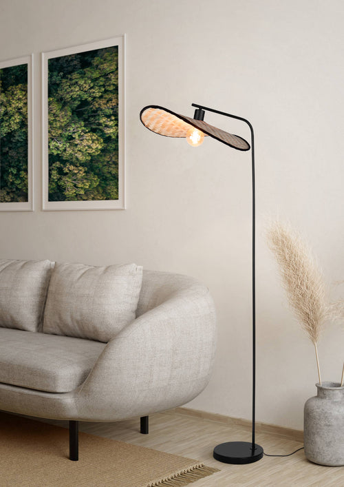 EGLO Vloerlamp Marywell - e27 - hout - zwart/bruin