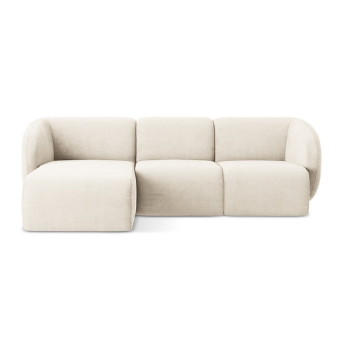 LaMiaSofa hoekbank links Cervo - chenille stof - lichtbeige - 248x166x88