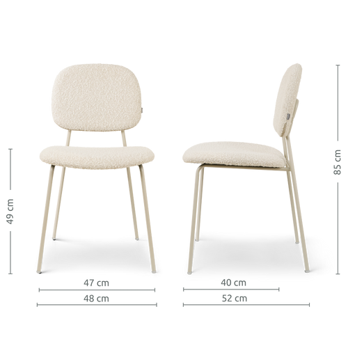 Nolon Jasmijn Eetkamerstoel Bouclé Beige - Grijsbeige - vtwonen shop