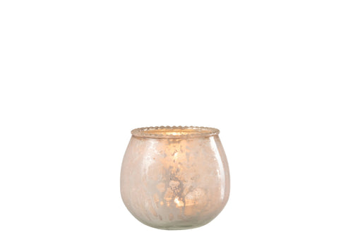 J-Line theelichthouder - glas - roze - small - 2 stuks