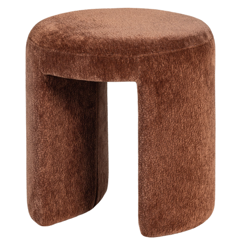 WOOOD gestoffeerde kruk Charlie - Structuur Stof - Roestbruin - 47x45x45