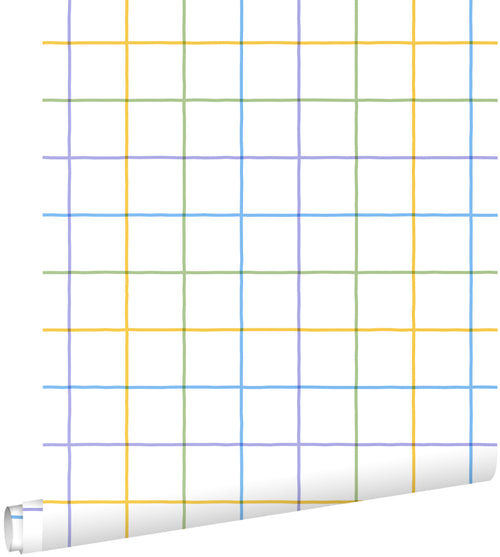 ESTAhome behang geblokt motief geel, groen, paars en blauw - 50 x 900 cm - 132053
