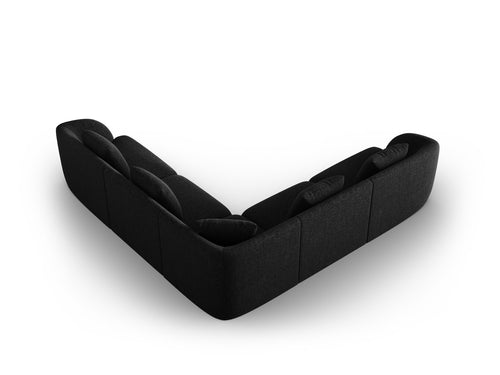 Cosmopolitan Design Symmetrische hoekbank Tulum 5-zits, chenille, zwart - 255x255x70cm