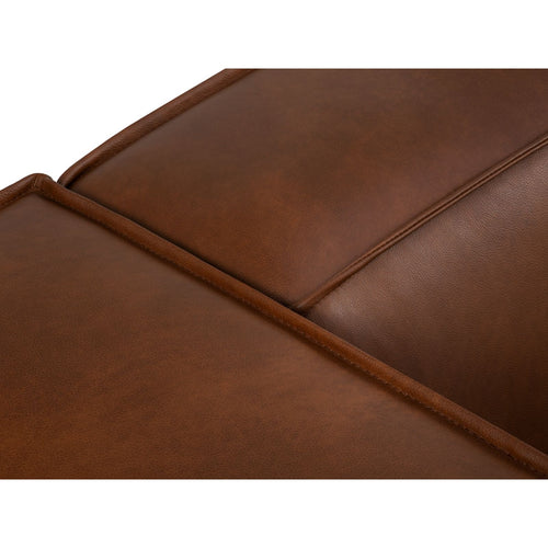 Cosmopolitan Design - Symmetrische hoekbank Turin 5-zits, echt leer bruin - 280x280x68cm