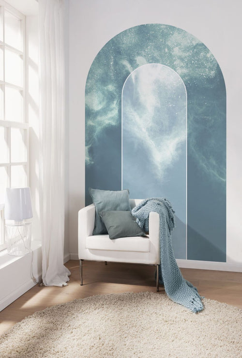 Sanders & Sanders zelfklevende behangcirkel grafisch blauw - 127 x 200 cm - 611749