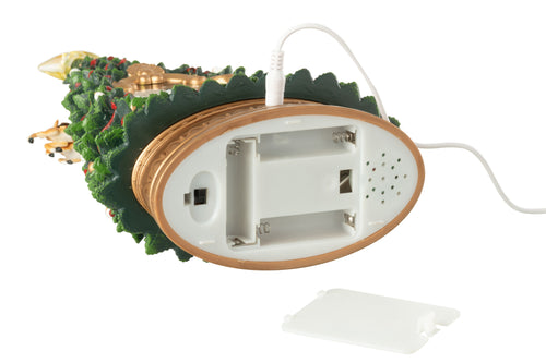 J-Line decoratie Kerstboom Dorp + Lichten - kunststof - mix