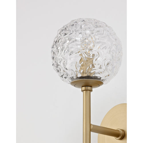 Merano Concord Wandlamp Helder Structuurglas, Messing Goud LED G9
