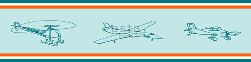 ESTAhome behangrand vliegtuigen rood en blauw - 500 x 13.25 cm - 174603