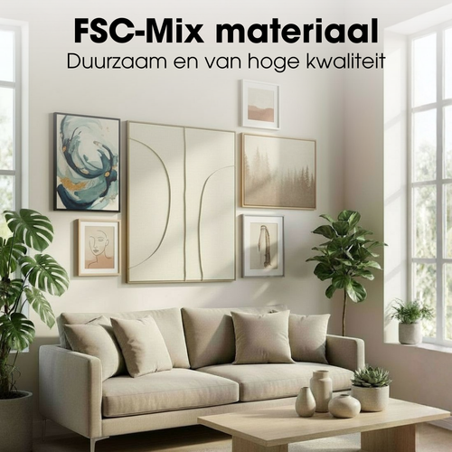 Mica Decorations Wanddecoratie - Wandpaneel Abstracte Kunst 100 x 80 x 3,5 cm - Woondecoratie voor Woonkamer of Slaapkamer - Beige
