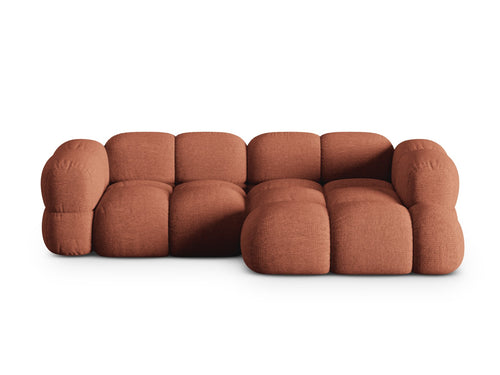 Cosmopolitan Design rechter hoekbank Loretto 3-zits, structurele stof koraal - 147x250x68cm