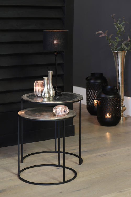Light & Living bijzettafel TALCA - Ø49x52cm - zilver - Set van 2